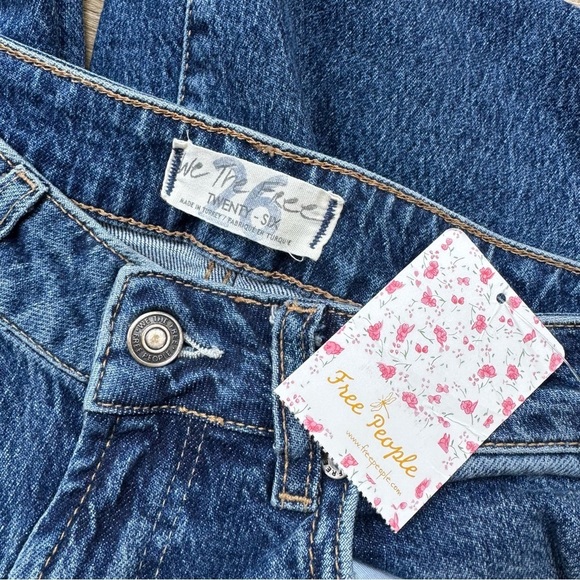 NWT Free People Relaxed Straight Slouch Jeans Denim Dark Wash Blue 26 - Picture 3 of 15